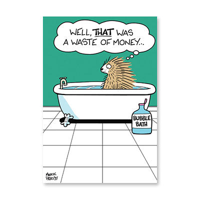 PORCUPINE BUBBLE BATH BIRTHDAY CARD BY RPG