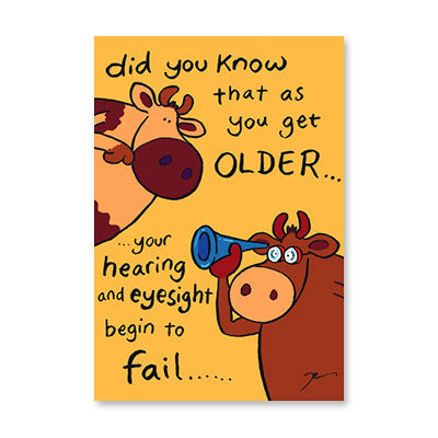 COWS HEARING AND EYESIGHT BIRTHDAY CARD BY RPG