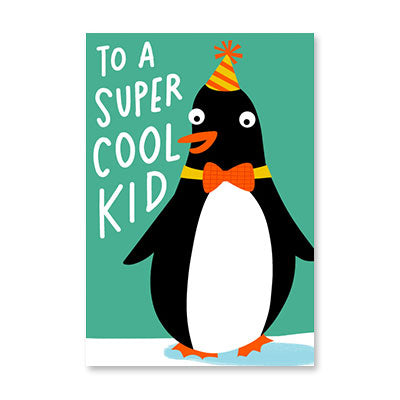 PENGUIN W HAT SUPER COOL KID BIRTHDAY CARD BY RPG