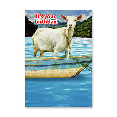 GOAT IN BOAT BIRTHDAY CARD BY RPG