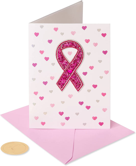 Papyrus Blank Thinking of You Card - BCRF Partnership (Pink Breast Cancer Awareness Ribbon)