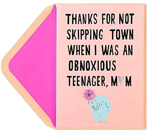 Papyrus Mother's Day Cards Skipping Town Elephant Holding Flower, 1 Each