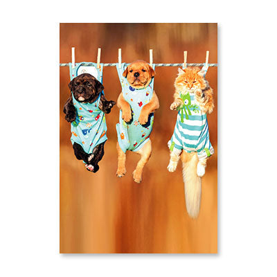 PUPPIES IN ONESIES BABY CARD BY RPG