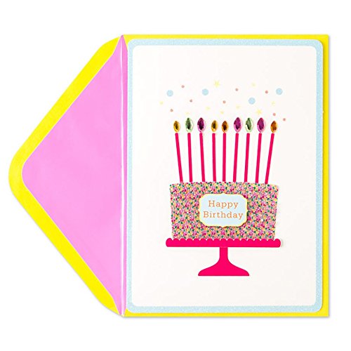 PAPYRUS Happy Birthday Gemmed Candle Birthday Cake Card