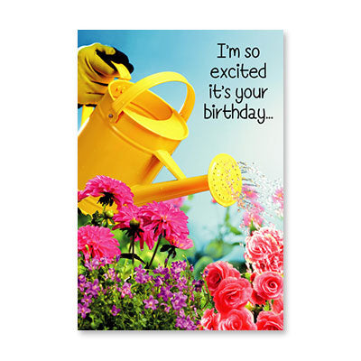 WATERING CAN FLOWERS BIRTHDAY CARD BY RPG