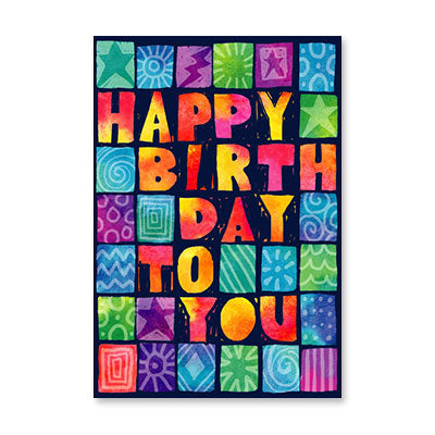 HAPPY BIRTHDAY SQUARES BIRTHDAY CARD BY RPG