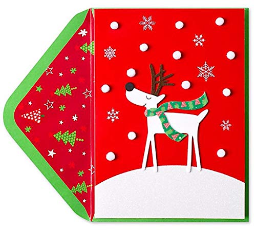 Papyrus Greeting Card, 1 EA, White Reindeer Christmas Card