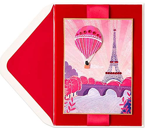 Papyrus Valentine's Day Romantic Hot Air Balloon Over Paris Eiffel Tower, 1 EA