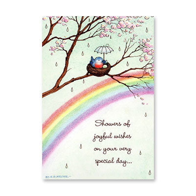 BIRD NEST WITH UMBRELLA BABY CARD BY RPG