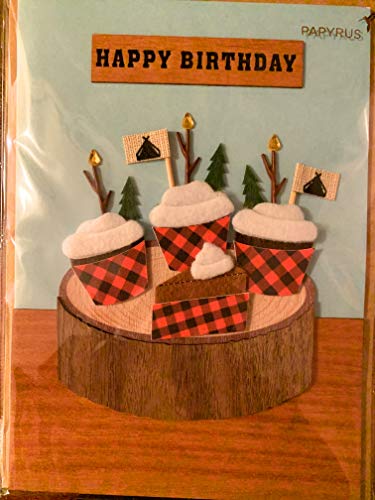 Papyrus, Plaid Cupcakes Wood, Birthday Card - 1 Count