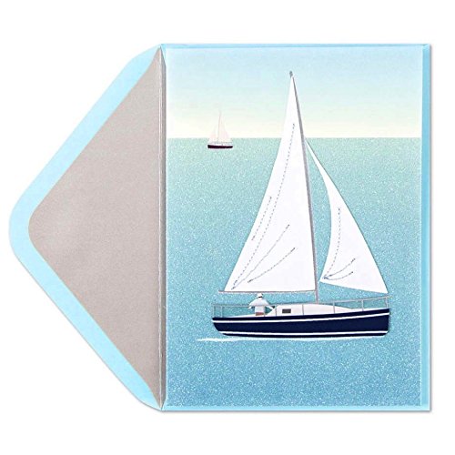 PAPYRUS Birthday Card Handmade Sailboat