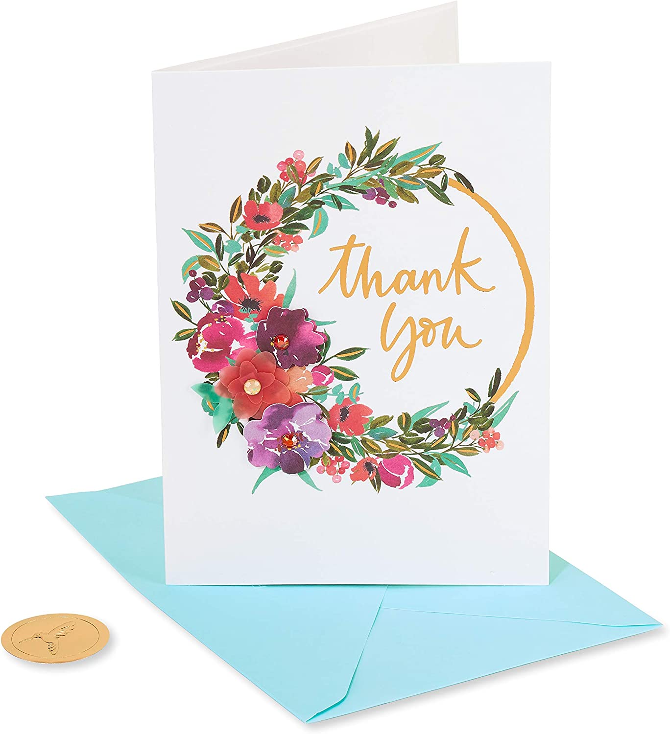 Papyrus Blank Thank You Card (Painterly Wreath)