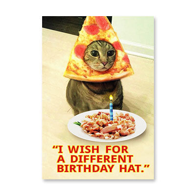 CAT PIZZA HAT BIRTHDAY CARD BY RPG