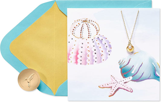 Papyrus Blank Card with Necklace for Her - Jewelry Collection (Seashell Necklace)