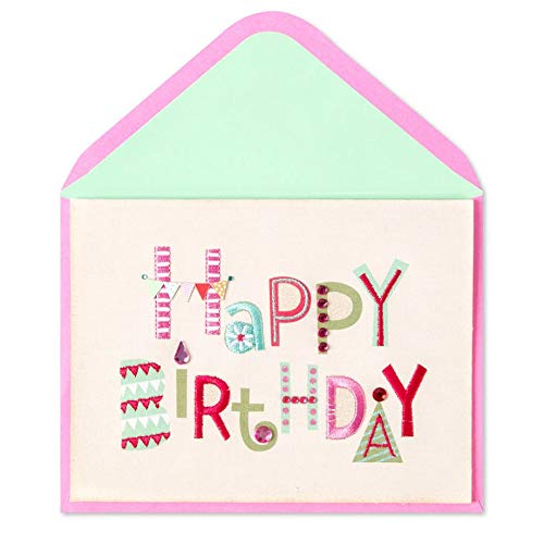 PAPYRUS Happy Bday Embroidered Text, 1 Each - Birthday Card