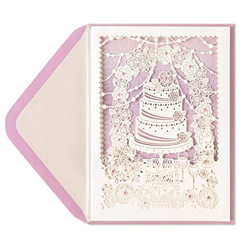 Papyrus Laser-Cut Cake on Lavender Glitter Wedding Day Card