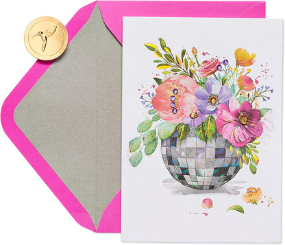 Papyrus Blank Card (Floral Disco Ball)
