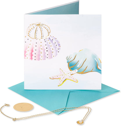 Papyrus Blank Card with Necklace for Her - Jewelry Collection (Seashell Necklace)