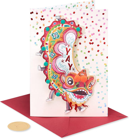 Papyrus Blank Lunar New Year Card (Lion Parade)