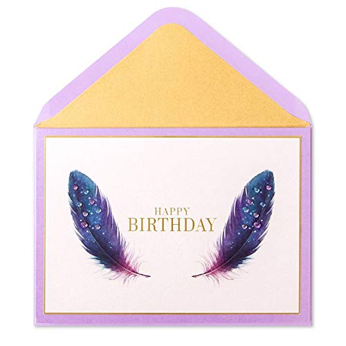 Papyrus Purple Feathers Duo Birthday Card