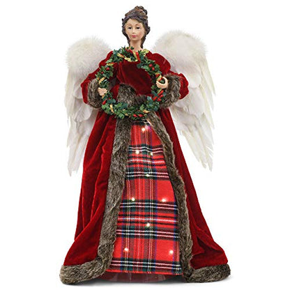 Roman 133586 Led Angel Tree Topper Plaid, 18 inch, Multicolor