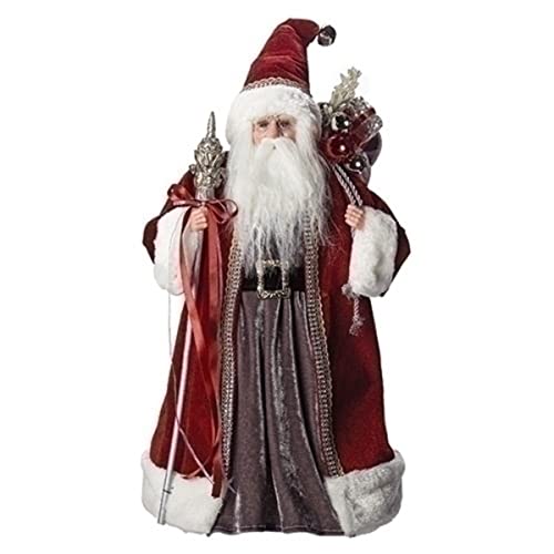 18" Red and White Santa with Gift Sack Christmas Tree Topper, Unlit