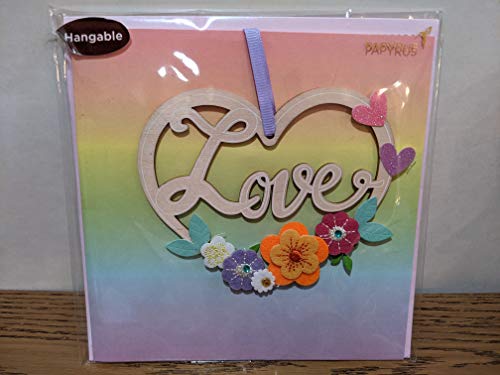 Papyrus 6242056 Greeting Card, 1 EA, Love Wreath with Wood-Cut Ornament