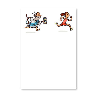 FATHER TIME CHASING GIRL BIRTHDAY CARD BY RPG